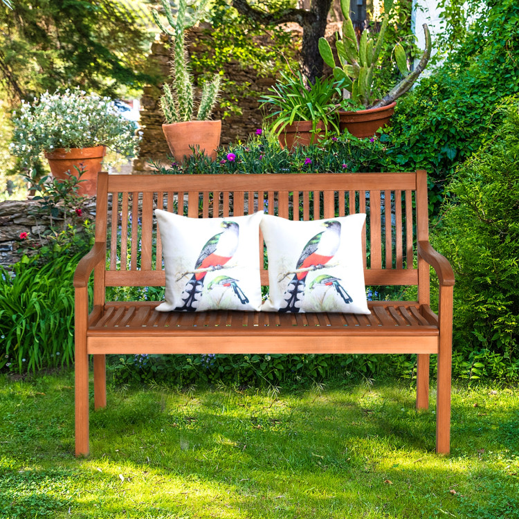 Two Person Solid Wood Garden Bench with Curved Backrest and Wide ArmrestCostway Gallery View 8 of 12