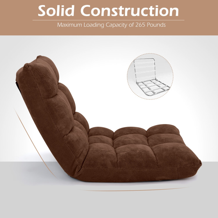 14-Position Adjustable Cushioned Floor Chair Coffee