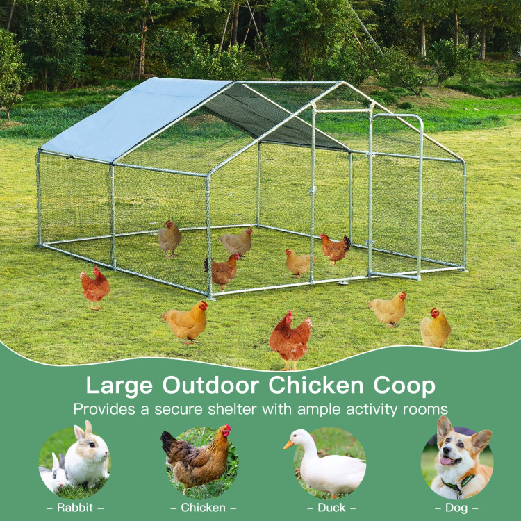 Large Walk in Shade Cage Chicken Coop with Roof Cover-13'Costway Gallery View 8 of 9