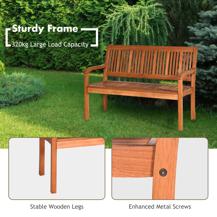 Two Person Solid Wood Garden Bench with Curved Backrest and Wide ArmrestCostway Gallery View 10 of 12