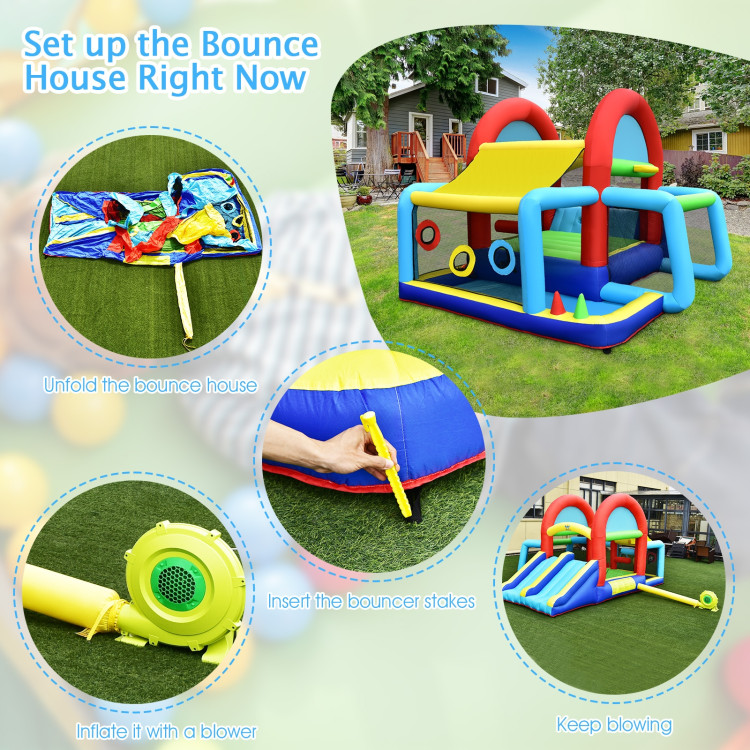 Inflatable Jumping Castle Bounce House with Dual Slides and 480W BlowerCostway Gallery View 8 of 9