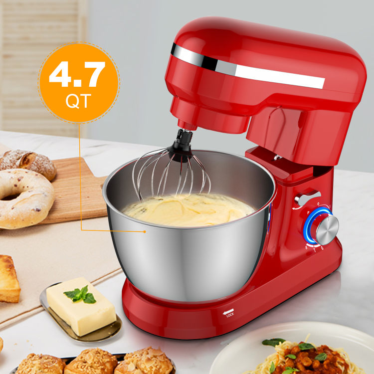 4.8 Qt 8-speed Electric Food Mixer with Dough Hook Beater-RedCostway Gallery View 8 of 15