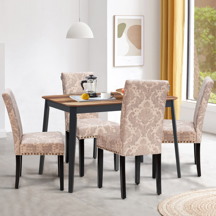 Set of 2 Fabric Upholstered Dining Chairs with Nailhead-PinkCostway Gallery View 2 of 10