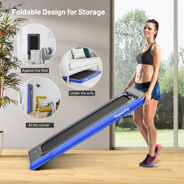 2-in-1 Electric Motorized Health and Fitness Folding Treadmill with Dual Display-BlueCostway Gallery View 3 of 11
