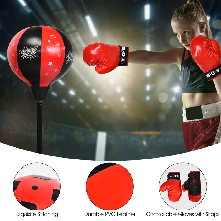 Kids Punching Bag with Adjustable Stand and Boxing GlovesCostway Gallery View 10 of 12