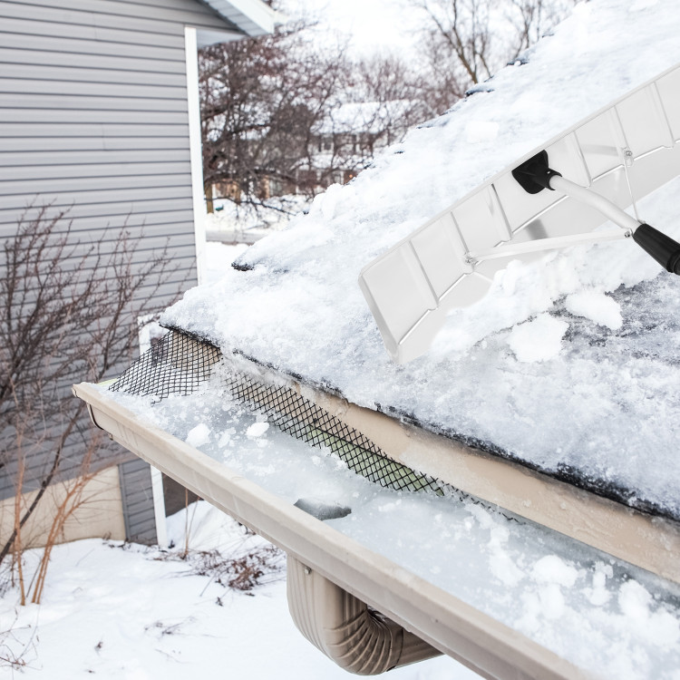 21 Feet Aluminum Large Poly Blade Telescoping Snow Roof RakeCostway Gallery View 7 of 12