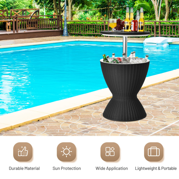 Yard Cooler Coffee Table 3-in-1 Ice Bucket for Poolside Garden with Beer and Wine Cooler Furnivilla Ice Cooler Bar Table Outdoor Patio Furniture Hot Tub Side Table 45L/11.8Gallon Mini+Black 