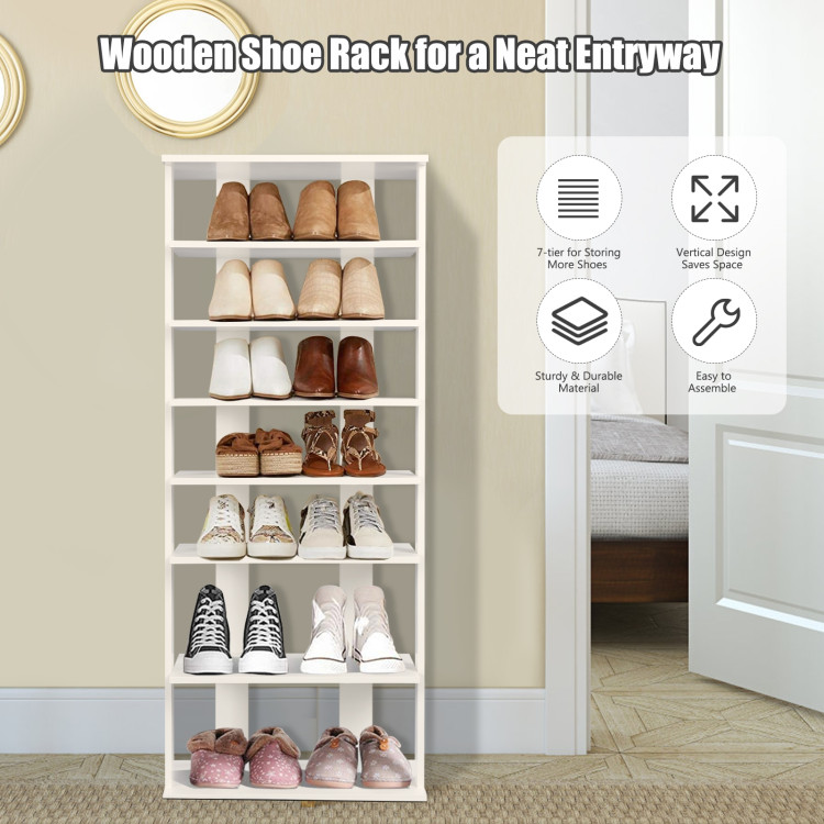 7-Tier Dual 14 Pair Shoe Rack Free Standing Concise Shelves StorageCostway Gallery View 3 of 13