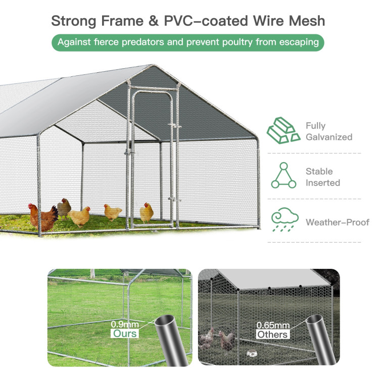 Large Walk in Shade Cage Chicken Coop with Roof Cover-13'Costway Gallery View 5 of 9