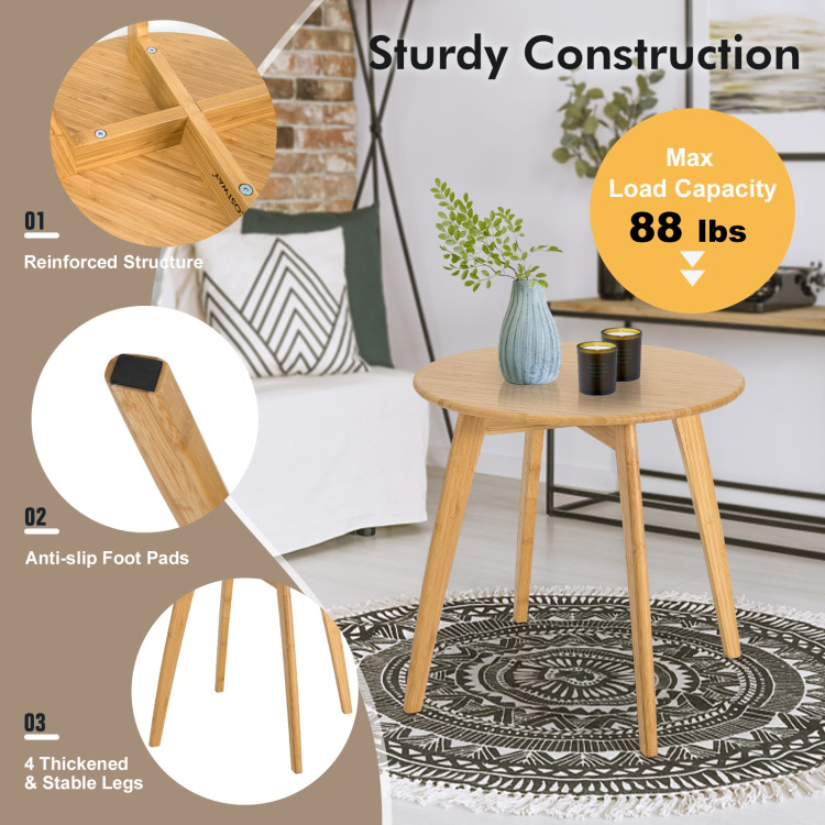 Natural Modern Stylish Bamboo Round End Table with 20 Inch Round Tabletop-NaturalCostway Gallery View 8 of 10