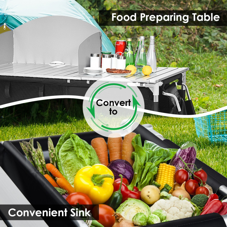 Portable Camp Kitchen and Sink TableCostway Gallery View 3 of 12
