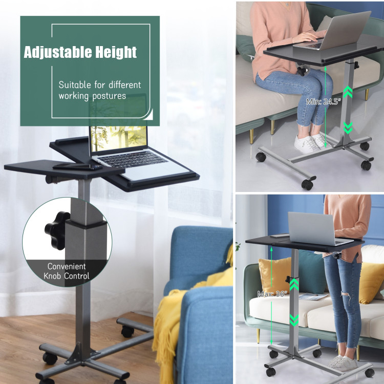 Adjustable Angle Height Rolling Laptop TableCostway Gallery View 8 of 9