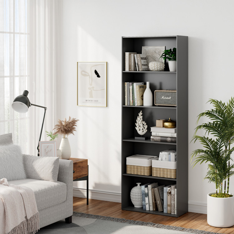 5-Shelf Storage Bookcase Modern Multi-Functional Display Cabinet Furniture-BlackCostway Gallery View 2 of 8