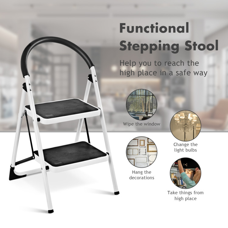2.75 Feet Folding Step Stool with Iron Frame and Anti-Slip PedalsCostway Gallery View 9 of 12