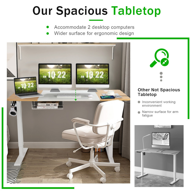 55 x 28 Inch Electric Adjustable Sit to Stand Desk with USB PortCostway Gallery View 11 of 21