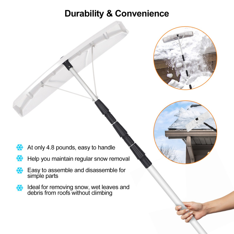 21 Feet Aluminum Large Poly Blade Telescoping Snow Roof RakeCostway Gallery View 5 of 12