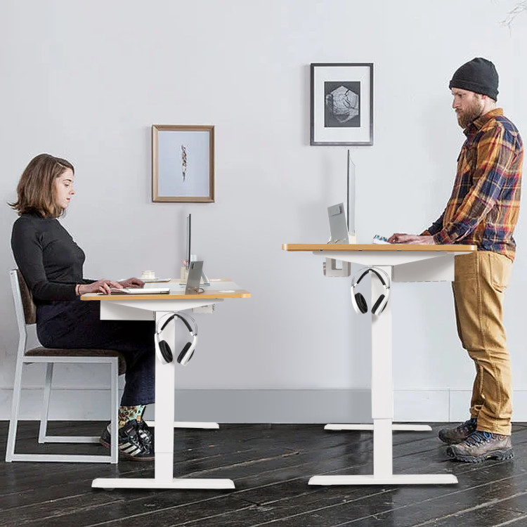 55 x 28 Inch Electric Adjustable Sit to Stand Desk with USB PortCostway Gallery View 2 of 21
