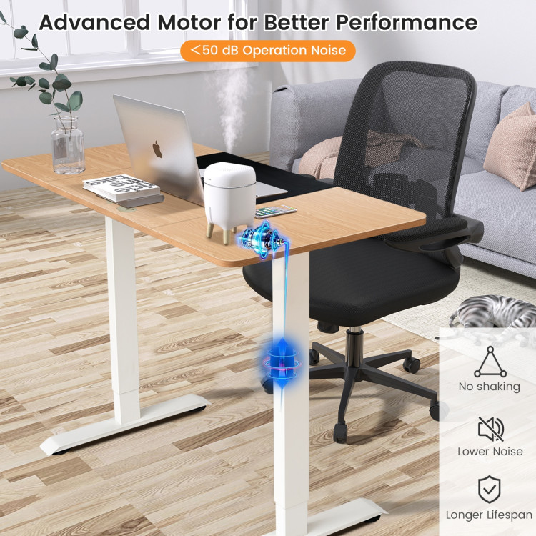 Sit Stand Desk with Bamboo Top and Black Frame 55 x 28 Inches Stand Up Desk with Splice Board and Hook KKL 55-inch Height Adjustable Electric Standing Desk 