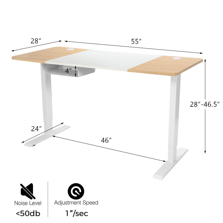 55 x 28 Inch Electric Adjustable Sit to Stand Desk with USB PortCostway Gallery View 5 of 21