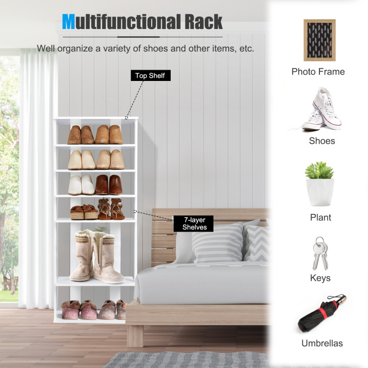 7-Tier Dual 14 Pair Shoe Rack Free Standing Concise Shelves StorageCostway Gallery View 11 of 13