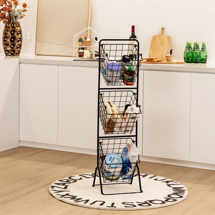 3-Tier Fruit Basket Stand with Adjustable HeightsCostway Gallery View 2 of 11