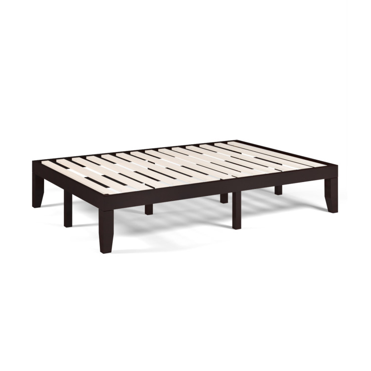 14 Inch Full Size Wood Platform Bed Frame with Wood Slat Support-BrownCostway Gallery View 3 of 9
