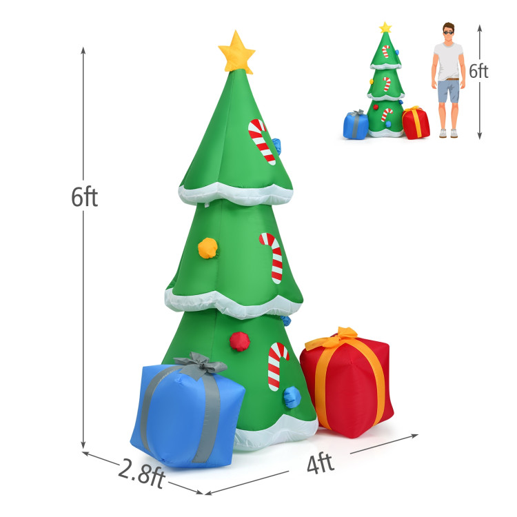 6 Feet Inflatable Christmas Tree with Gift Boxes Blow Up DecorationCostway Gallery View 4 of 12