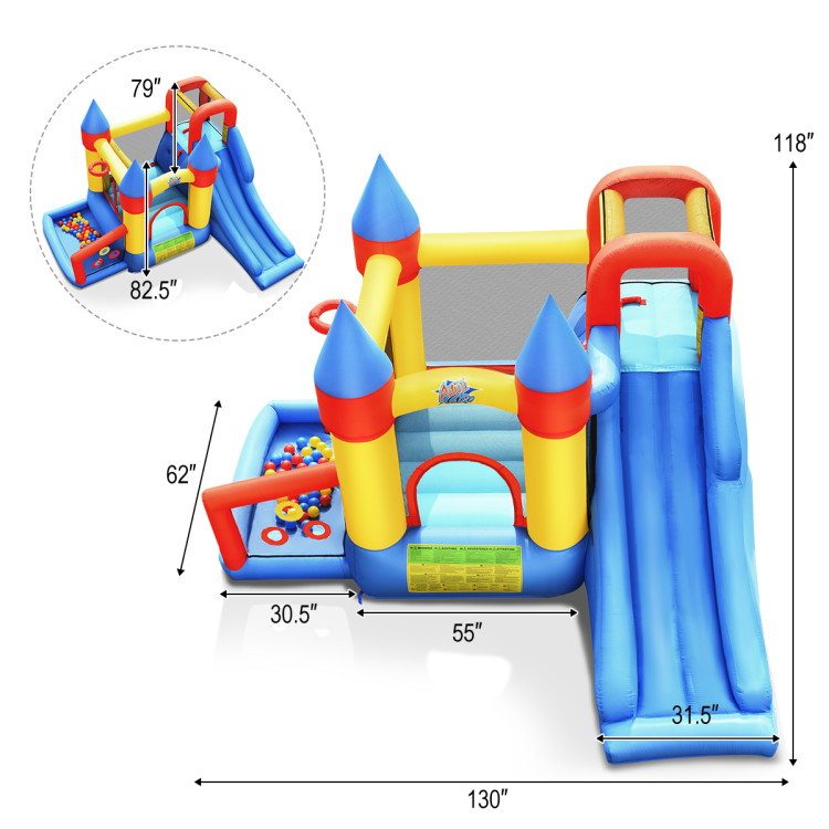 Inflatable Bounce House with Basketball Rim and 780W BlowerCostway Gallery View 4 of 11