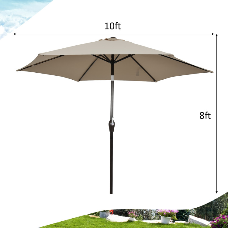 10 Feet Outdoor Patio Umbrella with Tilt Adjustment and Crank-TanCostway Gallery View 5 of 12