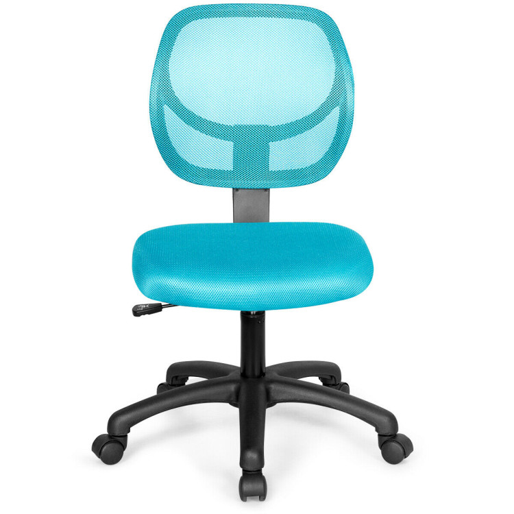 Low-back Computer Task Chair with Adjustable Height and Swivel Casters-BlueCostway Gallery View 4 of 11