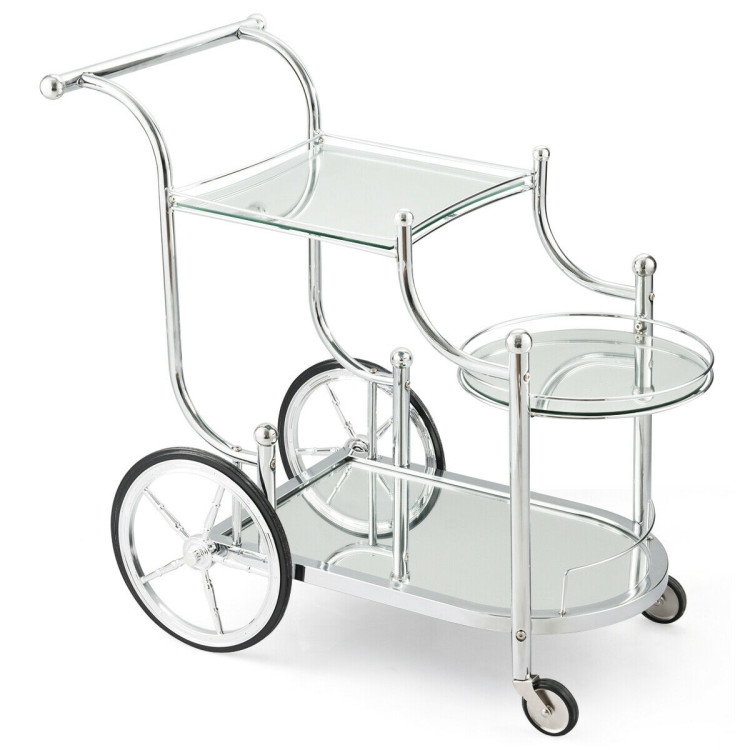 Kitchen Rolling Bar Cart with Tempered Glass Suitable for Restaurant and HotelCostway Gallery View 1 of 12