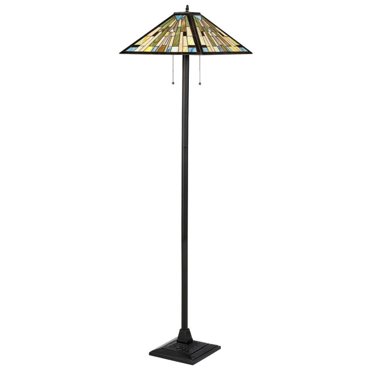 Tiffany-Style 2 Light Floor Lamp with 18 Inch Stained Glass ShadeCostway Gallery View 5 of 12