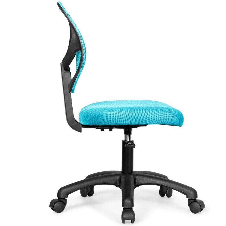 Low-back Computer Task Chair with Adjustable Height and Swivel Casters-BlueCostway Gallery View 5 of 11