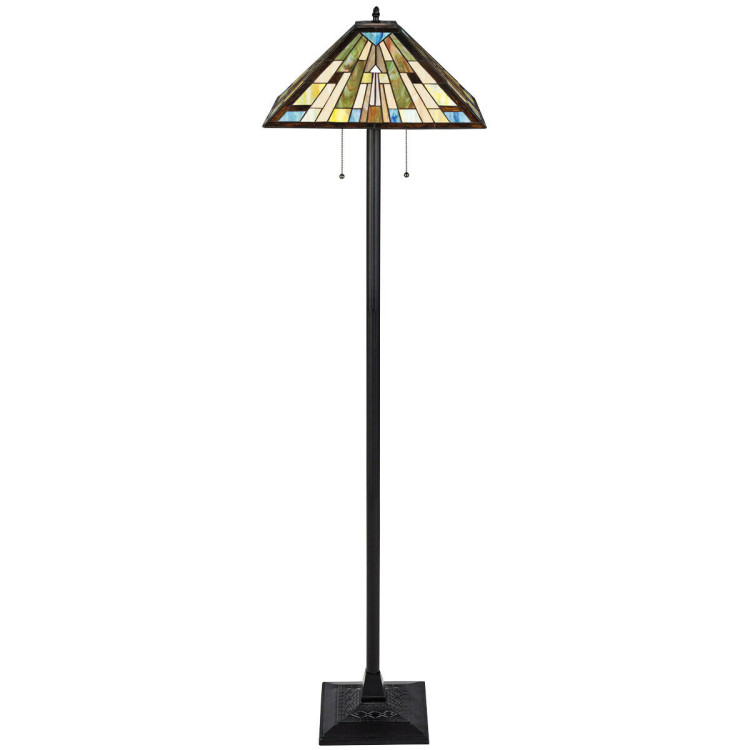 Tiffany-Style 2 Light Floor Lamp with 18 Inch Stained Glass ShadeCostway Gallery View 6 of 12