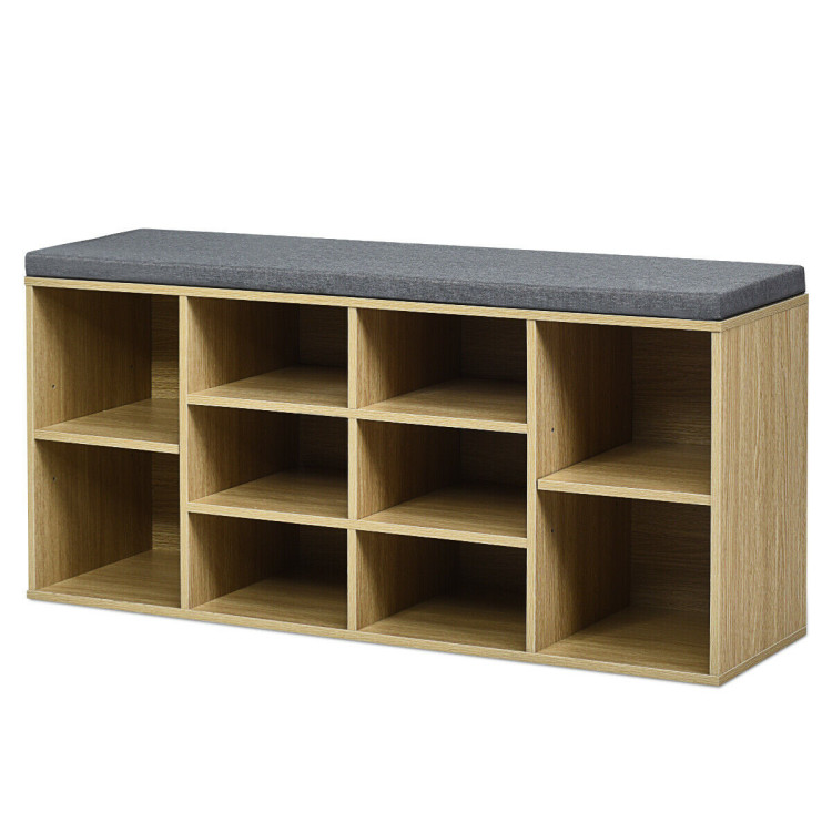 Entryway Shoe Bench 18-Cube Shoe Storage Organizer with Wall