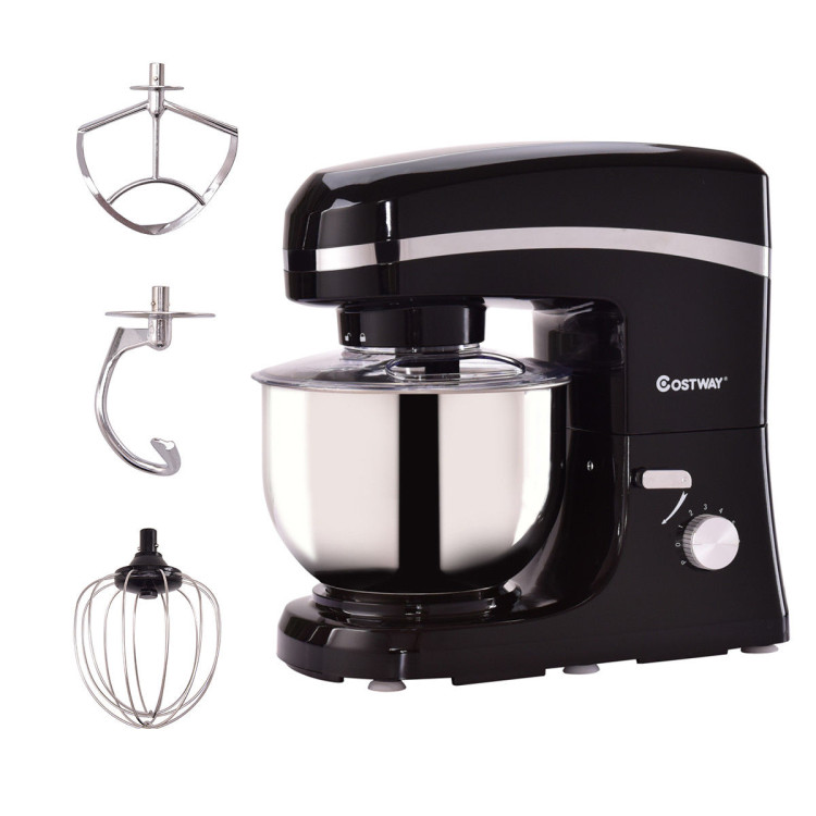 800 W 5.3 Quart Electric Food Stand Mixer with Stainless Steel Bowl-BlackCostway Gallery View 3 of 11