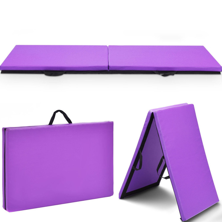 6 Feet x 24 Inch Thick Two Folding Panel Gymnastics Mat-PurpleCostway Gallery View 7 of 13