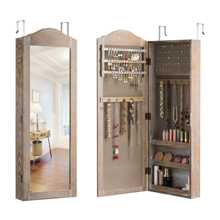 Wall/Door Mounted Jewelry Armoire Cabinet with MirrorCostway Gallery View 4 of 12