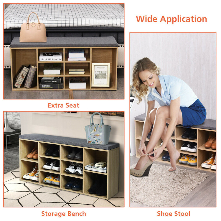 Costway 2-tier Shoe Bench Storage Shoe Rack Organizer Cabinet with Cushion  for Entryway