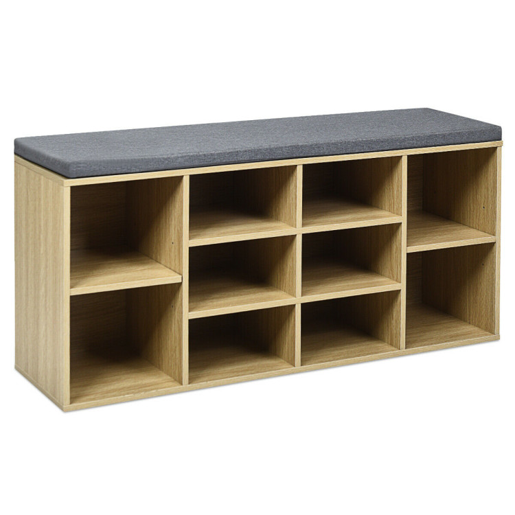 Costway Wooden Shoe Bench 10-cube Storage Organizer With Padded Cushion &  Umbrella Holder : Target