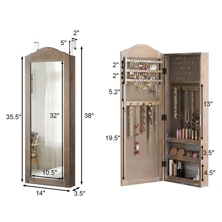 Wall/Door Mounted Jewelry Armoire Cabinet with MirrorCostway Gallery View 12 of 12