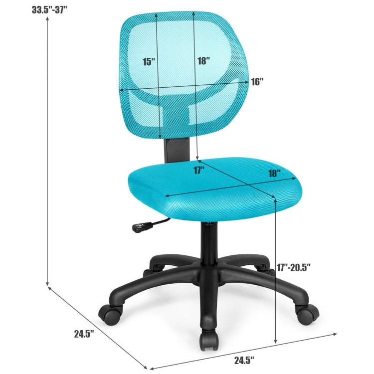 Low-back Computer Task Chair with Adjustable Height and Swivel Casters-BlueCostway Gallery View 6 of 11