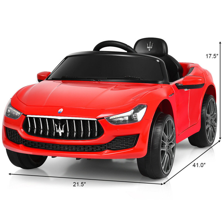12V Remote Control Maserati Licensed Kids Ride on Car-RedCostway Gallery View 4 of 12