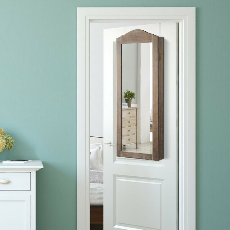 Wall/Door Mounted Jewelry Armoire Cabinet with MirrorCostway Gallery View 3 of 12
