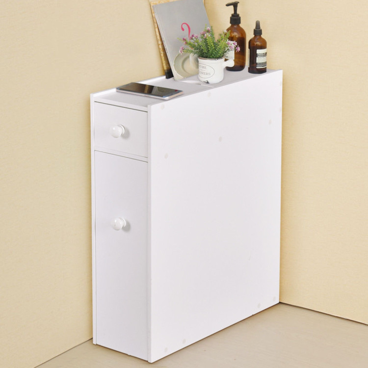 White Bathroom Cabinet Space Saver Storage OrganizerCostway Gallery View 1 of 14
