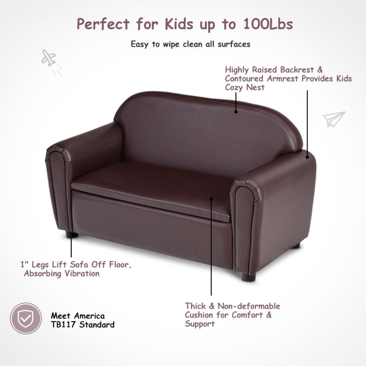 Kids Sofa Armrest Chair with Storage FunctionCostway Gallery View 11 of 13