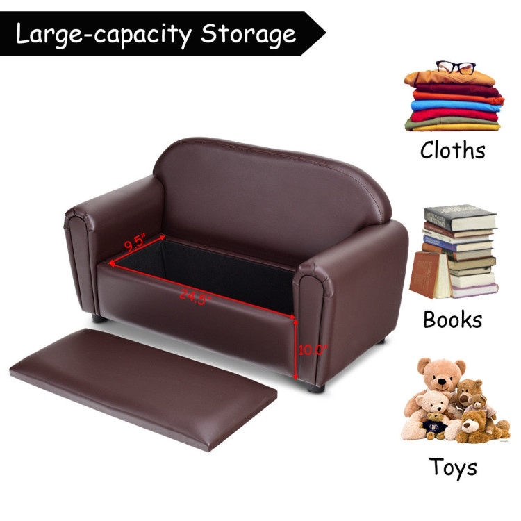 Kids Sofa Armrest Chair with Storage FunctionCostway Gallery View 10 of 13