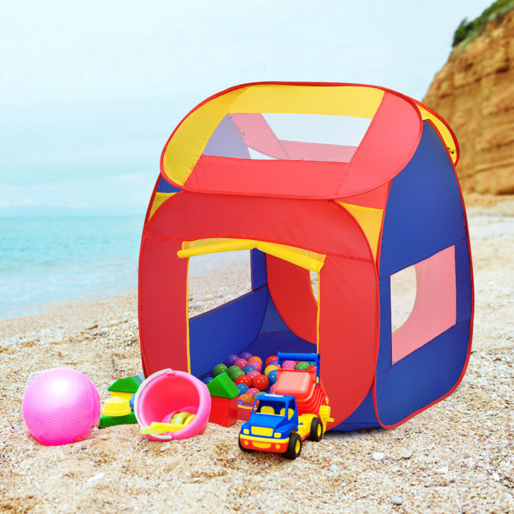 Portable Kid Play House Toy Tent with 100 BallsCostway Gallery View 2 of 10