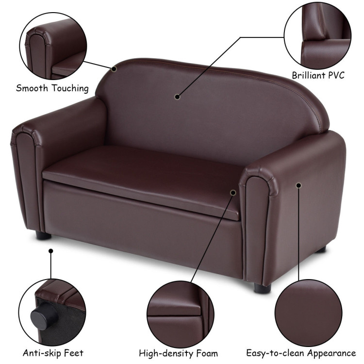 Kids Sofa Armrest Chair with Storage FunctionCostway Gallery View 8 of 13