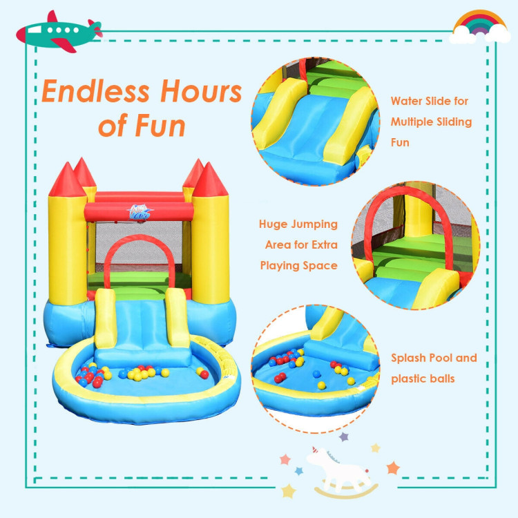 Inflatable Kids Slide Bounce House with 580w BlowerCostway Gallery View 10 of 12